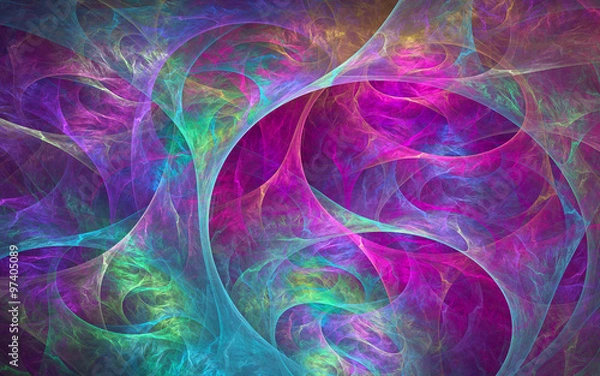 Fototapeta abstract fractal background, colorful chaotic arcs