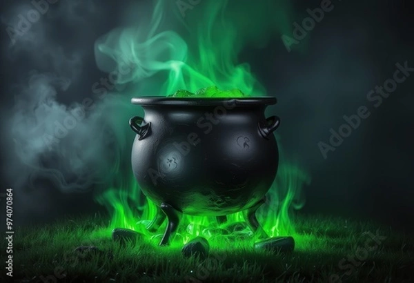 Fototapeta cauldron with fire