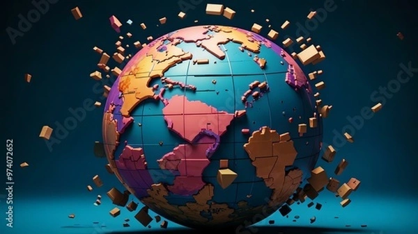 Fototapeta Planet Earth is falling into pieces