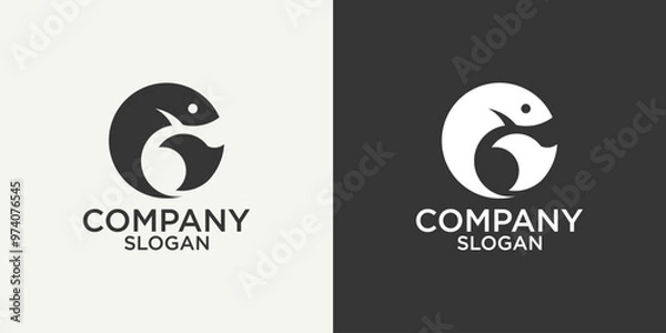 Fototapeta fish icon simple monogram logo design vector illustration