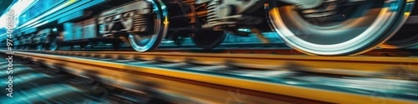 Obraz A train speeding down the tracks. AI.