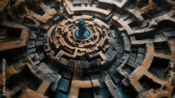 Fototapeta Maze that symbolizes the complexity of human reasoning and psychology. Incorporate elements such as abstract brain patterns, gears, and pathways with multiple twists and turns