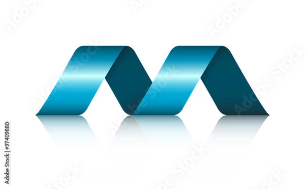 Obraz Abstract Shape Spiral Ribbon Logo with reflection, Vector illustration