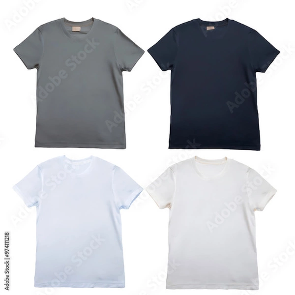 Fototapeta Set of plain clothes on a transparent background, design elements. mockup clothes
