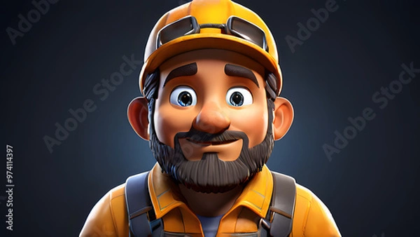 Obraz 3D Cartoon-Style Gold Miner Character in a Vibrant Mine Setting