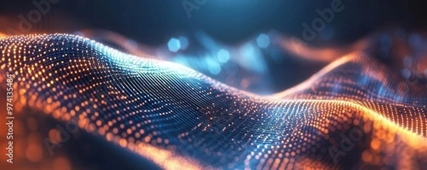 Fototapeta Abstract digital waves with vibrant colors and luminous patterns, representing technology and innovation in modern design.