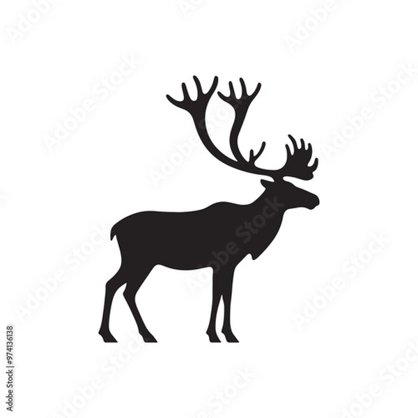 Fototapeta Simplified caribou silhouette for artistic expression - Caribou illustration - minimallest caribou vector
