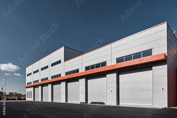 Obraz Modern Industrial Warehouse Exterior, Clean Minimal Architecture