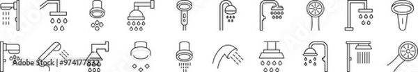 Fototapeta Shower Modern Line Icons. Perfect for design, infographics, web sites, apps.