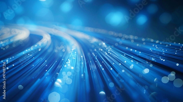 Fototapeta fiber optics background with lots of light spots, Internet, information flow,  Fiber optics network cable on technology background.