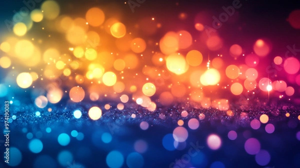 Fototapeta abstract orange bokeh background, background of abstract glitter lights. gold and black. de focused. banner.