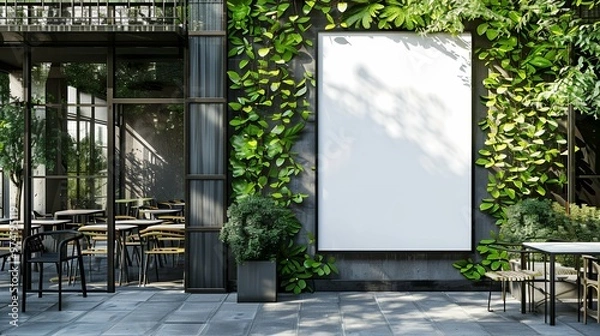 Fototapeta Clean White Paper Poster Mockup Displayed Outside Building for Outdoor Advertising, Custom Branding, and Professional Marketing Design in Urban Environment