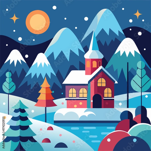 Obraz winter landscape with houses