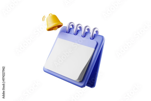 Fototapeta 3D calendar icons mark the date and time for event meeting reminders. Calendar with 3D clock for appointments, due dates, vacation planning. 3d alarm clock illustration