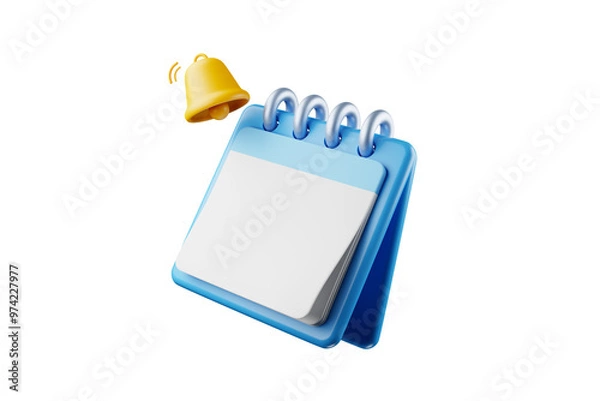 Fototapeta 3D calendar icons mark the date and time for event meeting reminders. Calendar with 3D clock for appointments, due dates, vacation planning. 3d alarm clock illustration