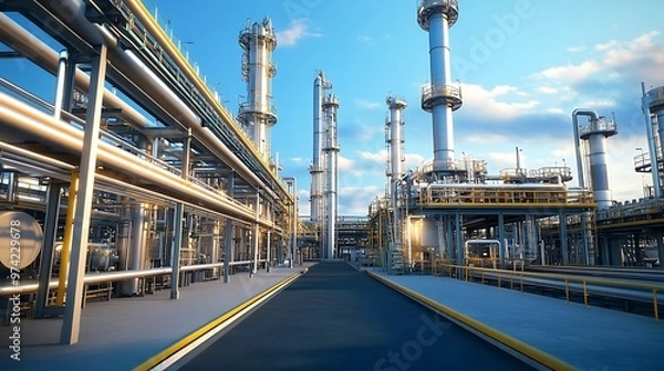 Obraz Industrial Complex Under a Blue Sky