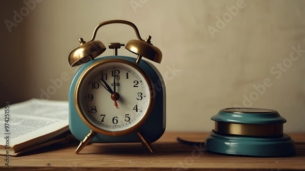 Fototapeta alarm clock on a table 