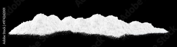 Obraz Pile of fluffy white snow isolated on a black background. Sparkling white snow hills. Christmas night.