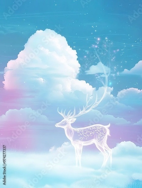 Fototapeta Clouds and transparent deer 