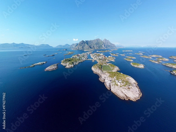 Obraz Aerial shot of Henningsvaer, Lofoten in Norway