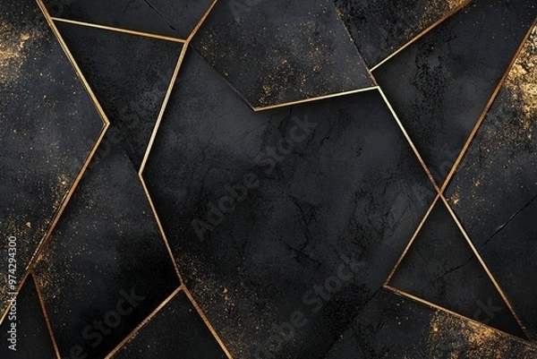 Fototapeta Luxurious Black and Gold Geometric Abstract Design for Elegant Projects