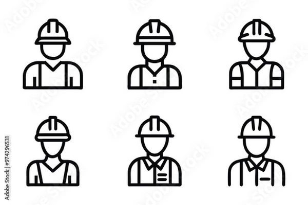 Fototapeta Construction worker icon bundle set in vector style
