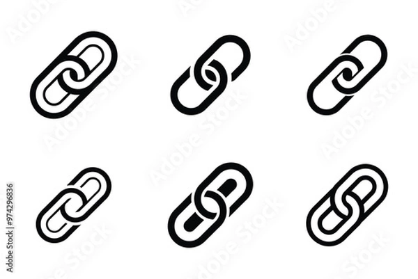 Fototapeta Vector style link icon bundle set with creative shape