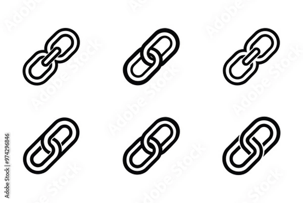 Fototapeta Vector style link icon bundle set with creative shape