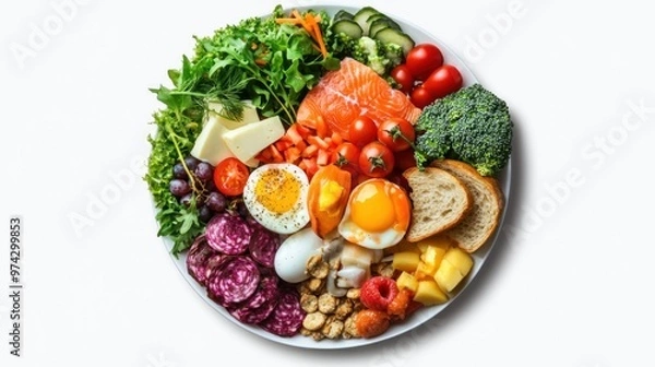 Fototapeta Colorful Plate of Food, A Balanced and Delicious Meal