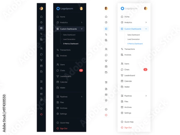 Obraz Side Navigation Bar Web UI Design