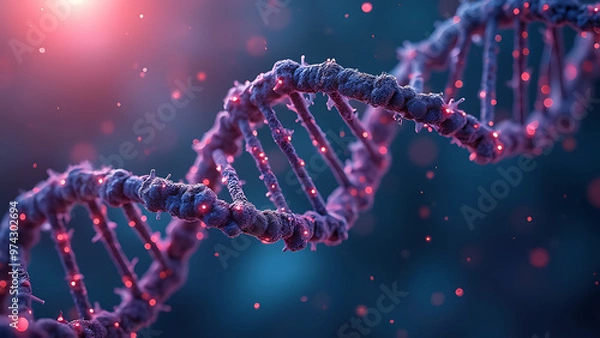 Fototapeta dna strand in the background of blue