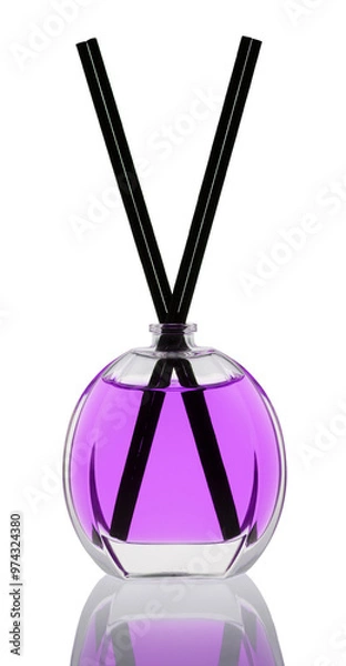 Obraz Odświeżacz powietrza z patyczkami zapachowymi do domu w małej  butelce ze szkła 