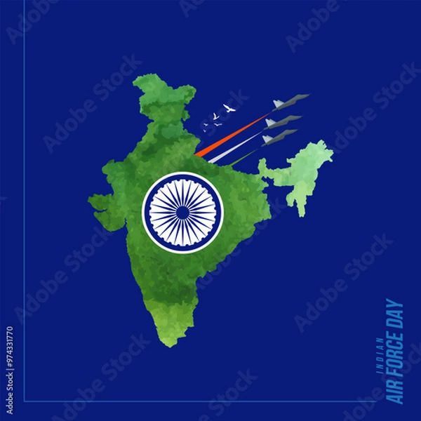 Obraz Indian Air Force Day, Air Force Day creative banner poster logo background web social media design vector illustration isolated.