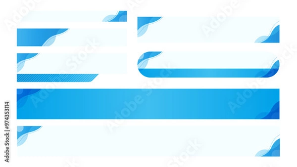 Obraz 青い波模様のスタイリッシュなニューステロップベースセット　テキストなし　背景透過