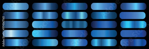 Obraz Blue metallic gradients set