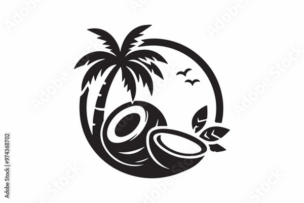 Fototapeta Coconut With Palm Tree Vector Art