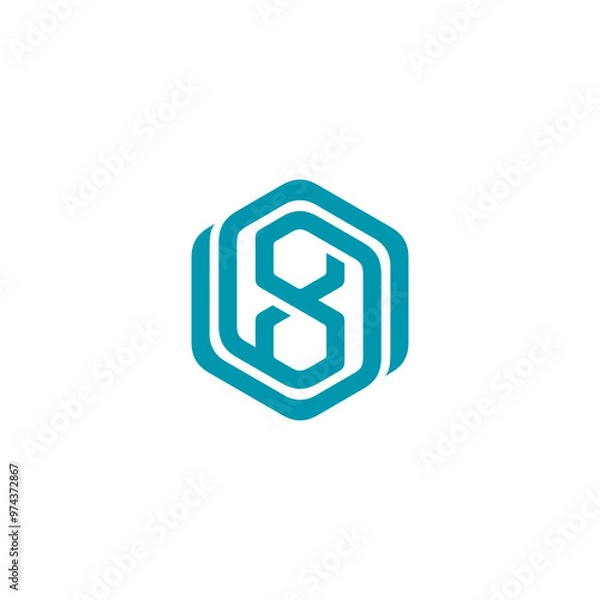 Obraz Hexagon Number 8 Eight Logo design vector template