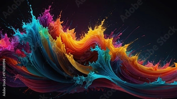 Obraz Colorful and Vibrant Sound Energy Graphic Wallpaper. Ideal for a Desktop wallpaper or Screensaver.