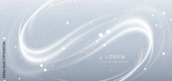 Obraz Abstract white wave lines on grey background. with lighting effect sparkle.