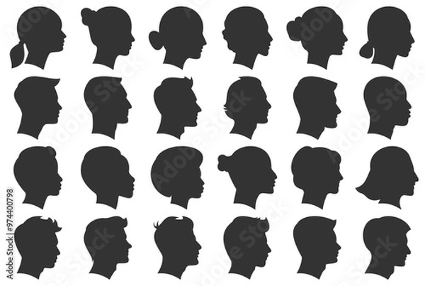 Fototapeta Set of simple man and women f...