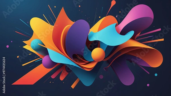 Obraz Floating Abstract: 3D Shape with Dynamic Colors and Depth