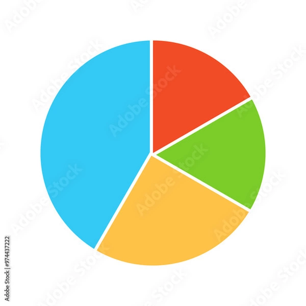 Fototapeta simple colorful pie chart vector illustration perfect for business needed isolated on a white background