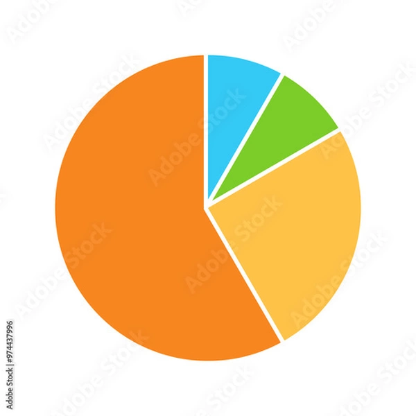 Fototapeta simple colorful pie chart vector illustration perfect for business needed isolated on a white background