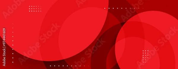 Fototapeta red geometric banner background with overlapping circles