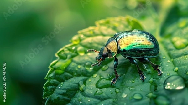 Fototapeta Shiny beetle close up wallpaper