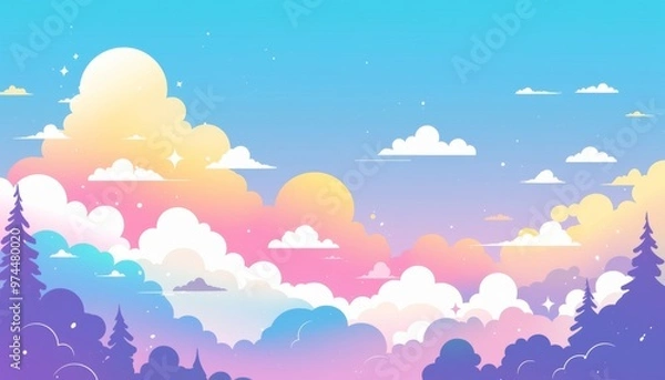 Fototapeta Beautiful Pastel Colored Sky with Clouds Background