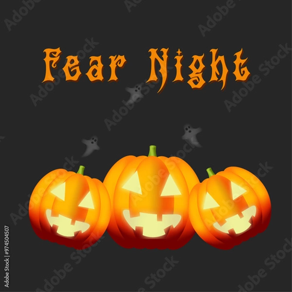 Obraz Halloween pumpkins with ghosts