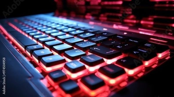 Fototapeta keyboard technology background red