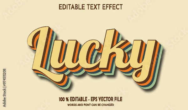 Fototapeta lucky editable text effect retro style