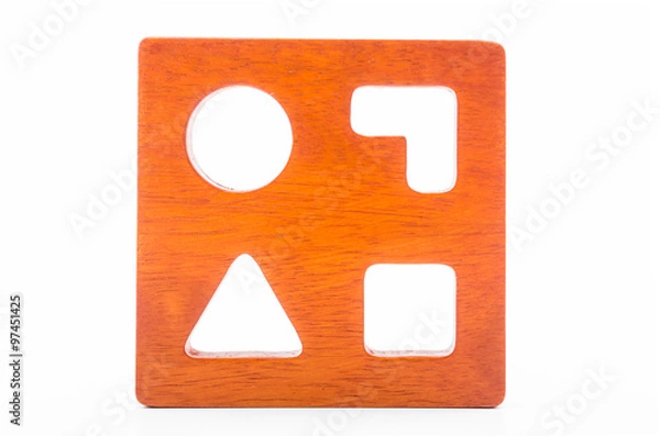 Obraz wooden blocks shape sorter toy isolated on white background